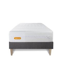 Matelas + sommier kit gris 90x190 Memo Bio Mousse a memoire de forme Maxi epaisseur Dehoussable