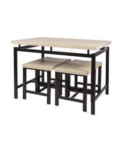 Ensemble de table VENUS avec 4 tabourets - Imitation bois - Design élégant - L 110 x P 70 x H 75 cm