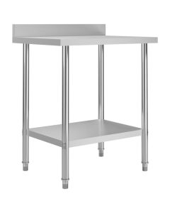 Table de travail de cuisine avec dosseret 80x60x93 cm inox