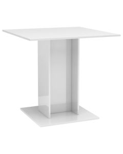 Table à manger blanc brillant 80x80x75 cm bois d ingénierie