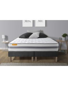 Matelas 160x200 + double sommiers gris 80x200 Memo Spring Ressorts ensaches 3 zones de confort MAXI epaisseur