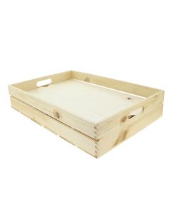 Cagette bois naturelle gm + faux fond bois - Lot de 5