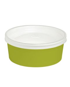 Saladier rond en carton vert avec couvercle transparent plastique PP "Buckaty" 550 ml Diam: 15 cm 15 x 13 x 5 cm - 24 unités