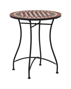 Table de bistro en céramique mosaïque marron 60 cm pour balcon et jardin