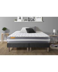 Matelas 160x200 + double sommiers gris 80x200 Memo Plus Memoire de forme 3 zones