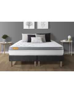 Matelas 160x200 + double sommier gris 80x200 Memo Zen Mousse a memoire de forme 5 zones de confort MAXI epaisseur